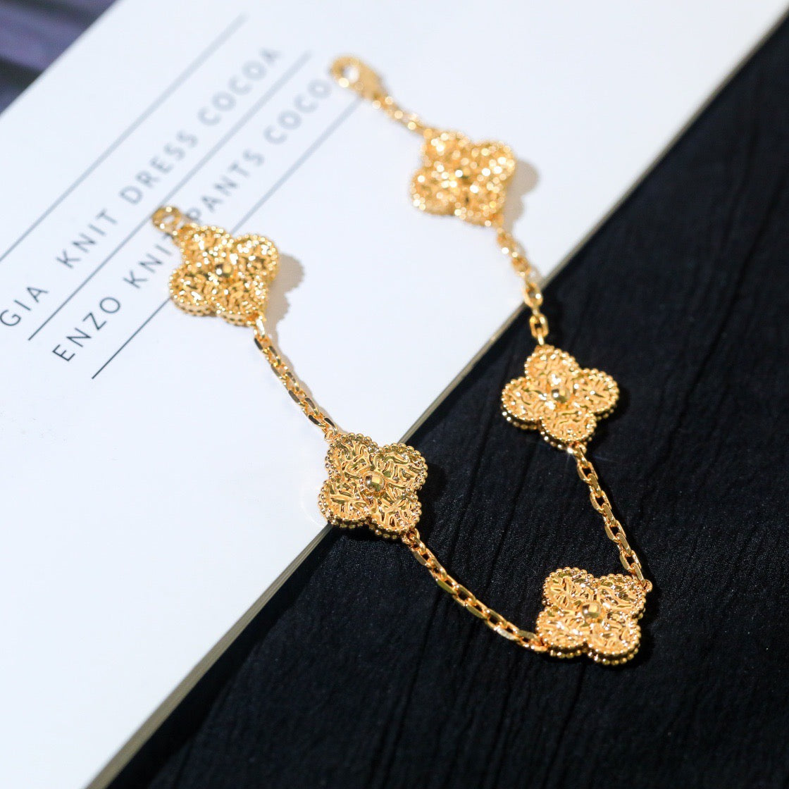 [💎ROSE💎]CLOVER 5 MOTIFS BRONZING BRACELET