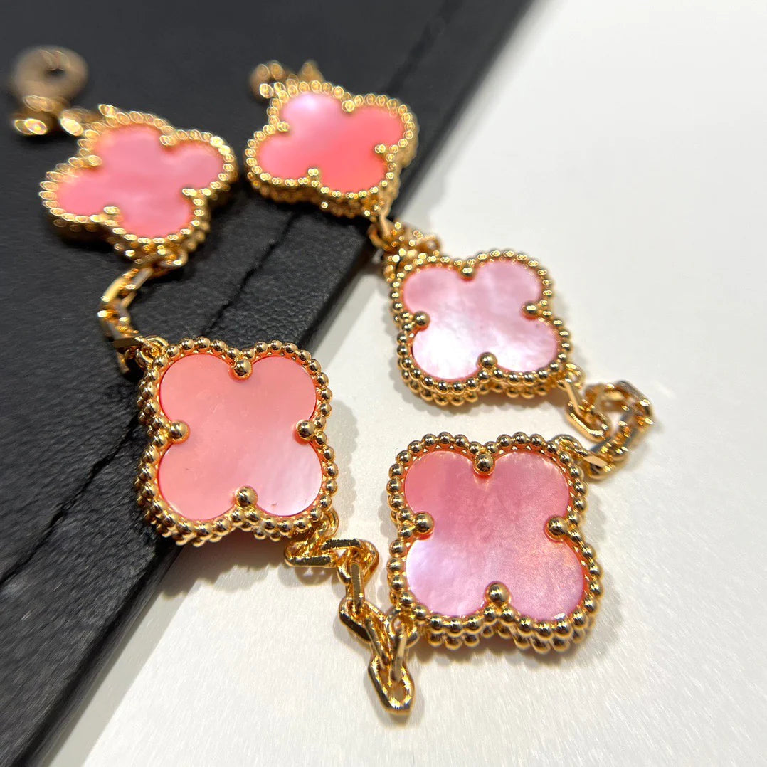 [💎ROSE💎]CLOVER 5 PINK MOP BRACELET