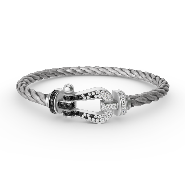 [Rose Tomorrow]FORCE LARGE HORSESHOE BLACK WHITE DIAMOND BRACELET SILVER