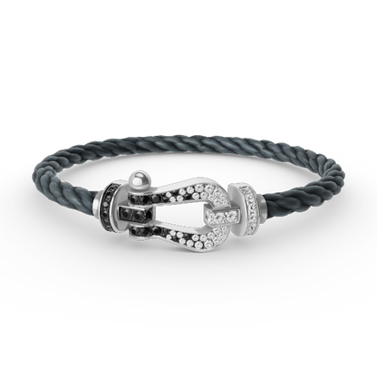 [Rose Tomorrow]FORCE LARGE HORSESHOE BLACK WHITE DIAMOND BRACELET SILVER