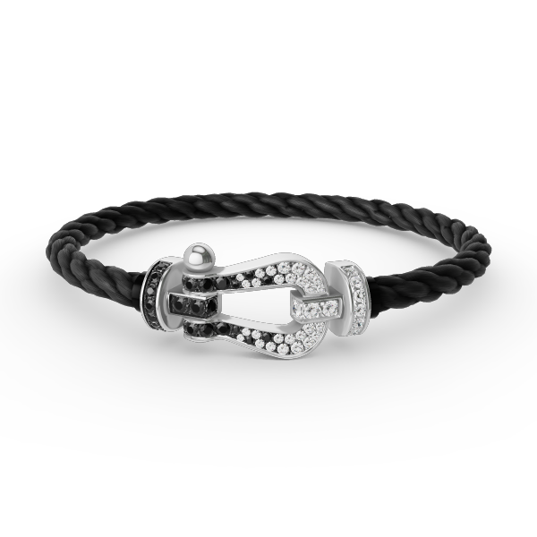 [Rose Tomorrow]FORCE LARGE HORSESHOE BLACK WHITE DIAMOND BRACELET SILVER