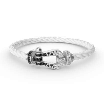 [Rose Tomorrow]FORCE LARGE HORSESHOE BLACK WHITE DIAMOND BRACELET SILVER