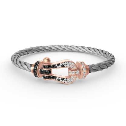 [Rose Tomorrow]FORCE LARGE HORSESHOE BLACK WHITE DIAMOND BRACELET ROSE GOLD