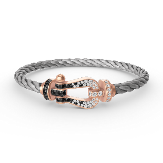 [Rose Tomorrow]FORCE LARGE HORSESHOE BLACK WHITE DIAMOND BRACELET ROSE GOLD