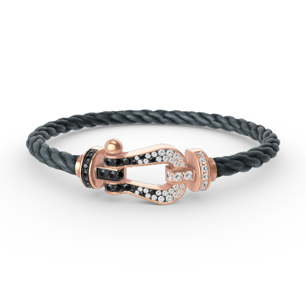 [Rose Tomorrow]FORCE LARGE HORSESHOE BLACK WHITE DIAMOND BRACELET ROSE GOLD