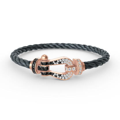 [Rose Tomorrow]FORCE LARGE HORSESHOE BLACK WHITE DIAMOND BRACELET ROSE GOLD