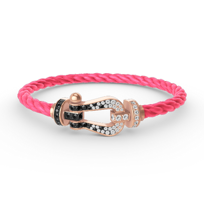 [Rose Tomorrow]FORCE LARGE HORSESHOE BLACK WHITE DIAMOND BRACELET ROSE GOLD