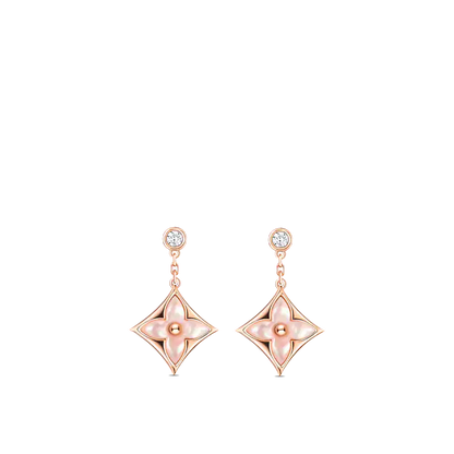 [Rose Tomorrow]DOUBLE STAR PINK GOLD MOP DROP EARRINGS