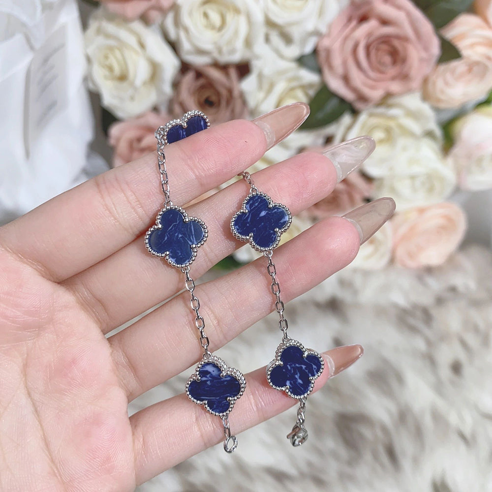 [Rose Tomorrow]CLOVER 5 MOTIF PIETERSITE SILVER BRACELET