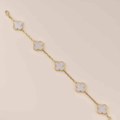 [Rose Tomorrow]CLOVER  5 MOTIF WHITE MOP BRACELET