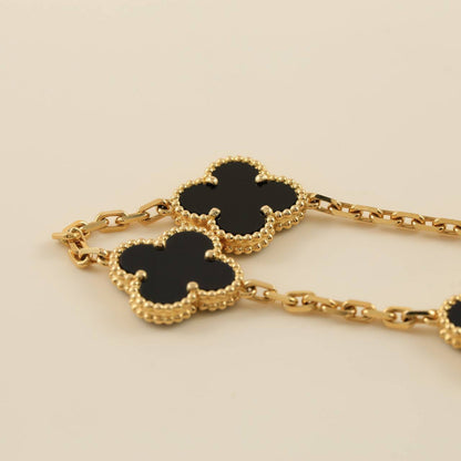 [Rose Tomorrow]CLOVER  5 MOTIFS BLACK ONYX BRACELET