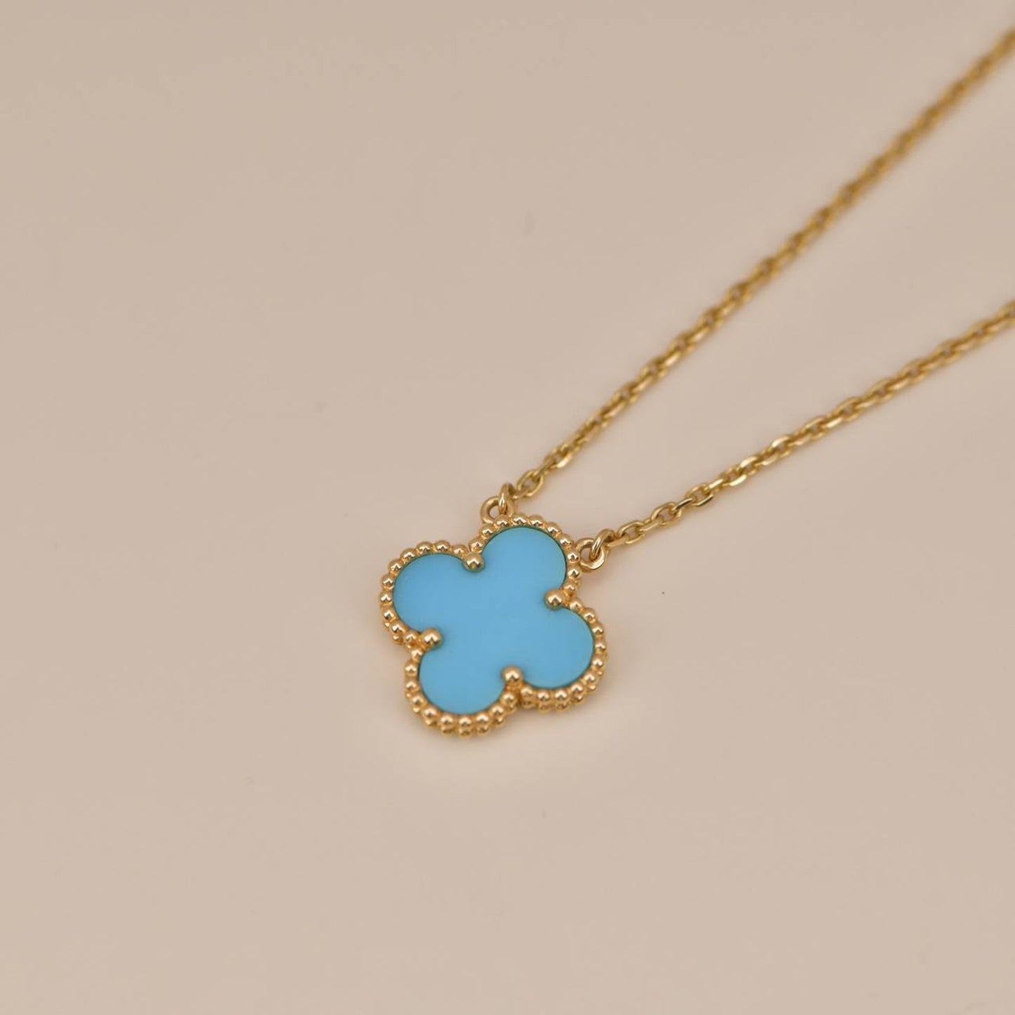 [Rose Tomorrow]CLOVER 15MM VINTAGE TURQUOISE NECKLACE