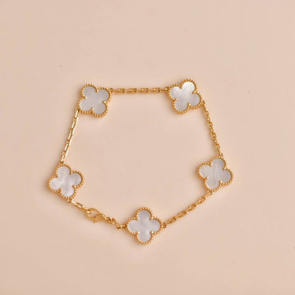 [Rose Tomorrow]CLOVER  5 MOTIF WHITE MOP BRACELET