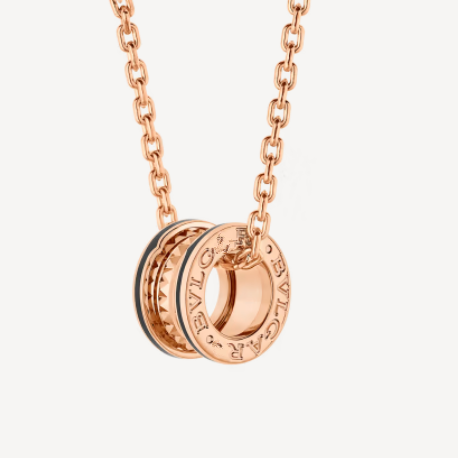 [Rose Tomorrow]ZERO 1 ROCK PEDANT PINK GOLD BLACK NECKLACE