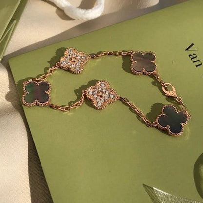 [💎ROSE💎]CLOVER 5 MOTIF GRAY MOP DIAMOND BRACELET