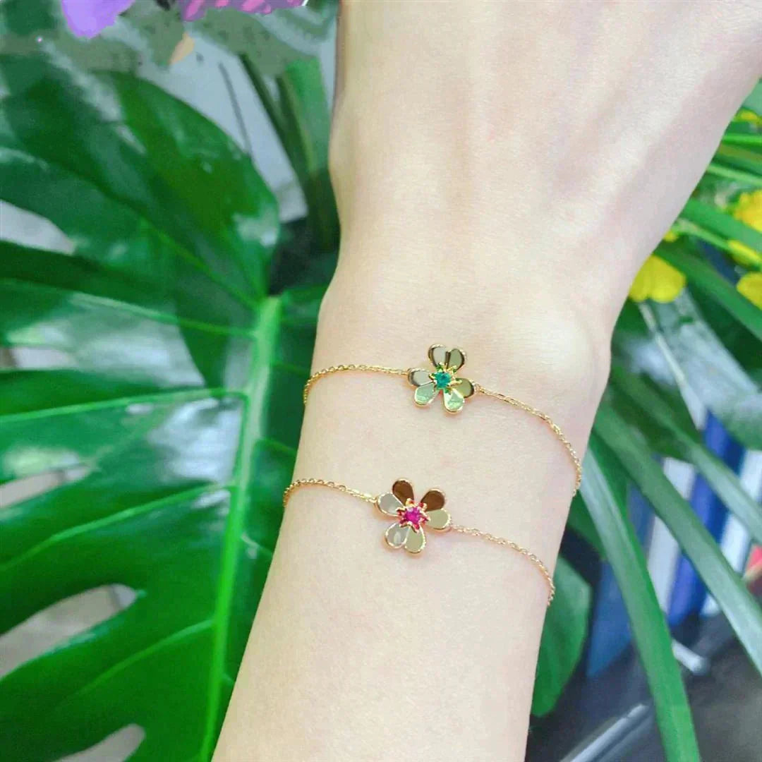 [Rose Tomorrow]FRIVOLE GOLD FLOWER PINK MALACHITE BRACELET