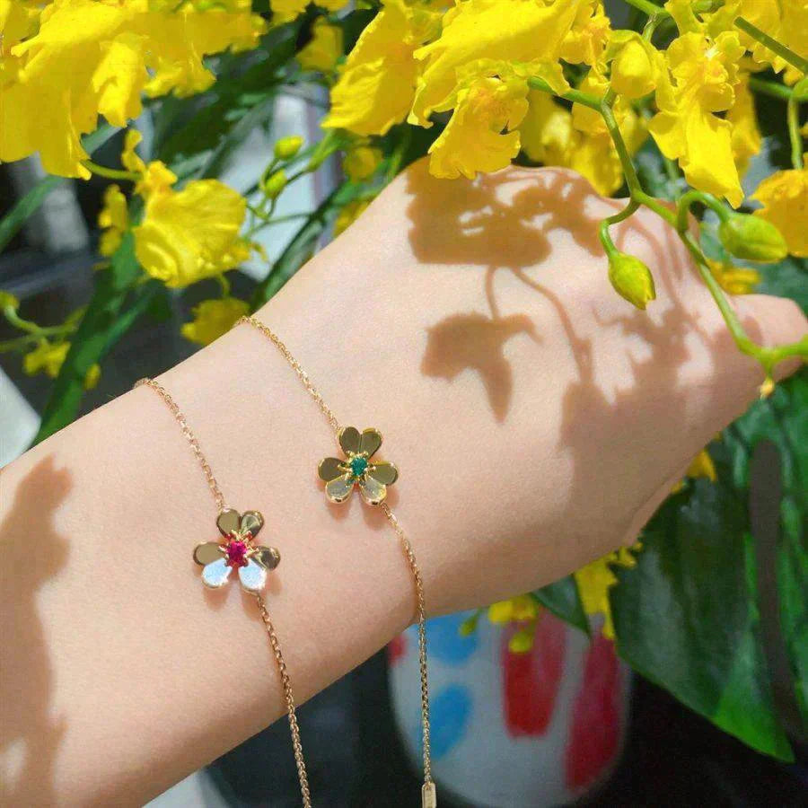 [Rose Tomorrow]FRIVOLE GOLD FLOWER PINK MALACHITE BRACELET