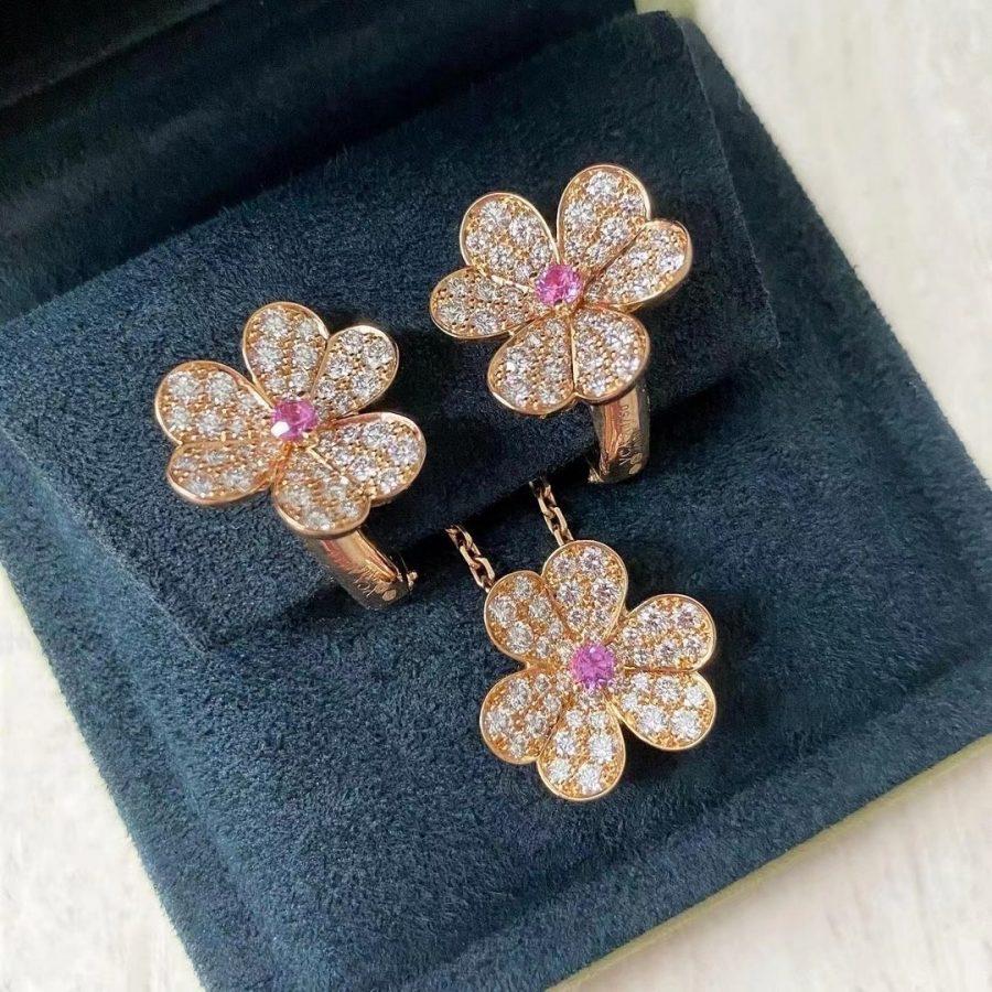 [Rose Tomorrow]FRIVOLE PINK GOLD FLOWER DIAMOND EARRINGS