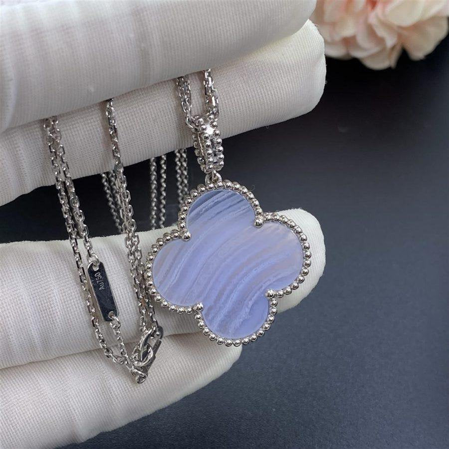 [Rose Tomorrow]CLOVER SILVER CHALCEDONY BIG CLOVER NECKLACE