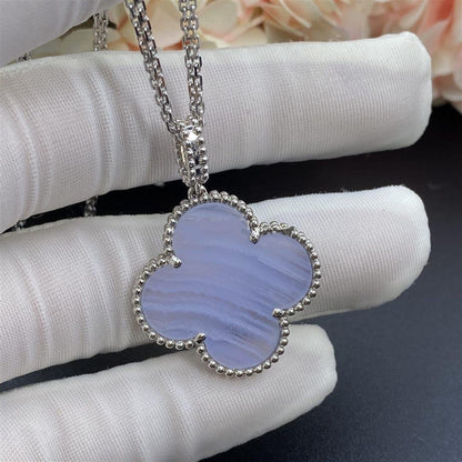 [Rose Tomorrow]CLOVER SILVER CHALCEDONY BIG CLOVER NECKLACE