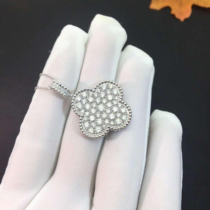 [Rose Tomorrow]CLOVER 25MM SILVER FULL DIAMOND BIG CLOVER NECKLACE