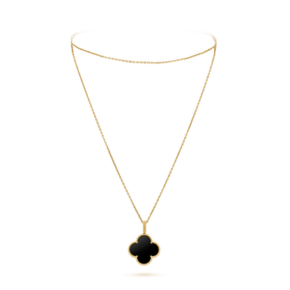 [Rose Tomorrow]CLOVER 25MM GOLD ONYX BIG CLOVER NECKLACE