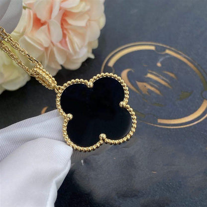 [Rose Tomorrow]CLOVER 25MM GOLD ONYX BIG CLOVER NECKLACE