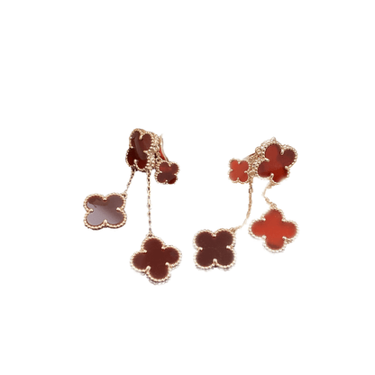 [Rose Tomorrow]CLOVER EARRINGS CARNELIAN 4 MOTIFS PINK GOLD