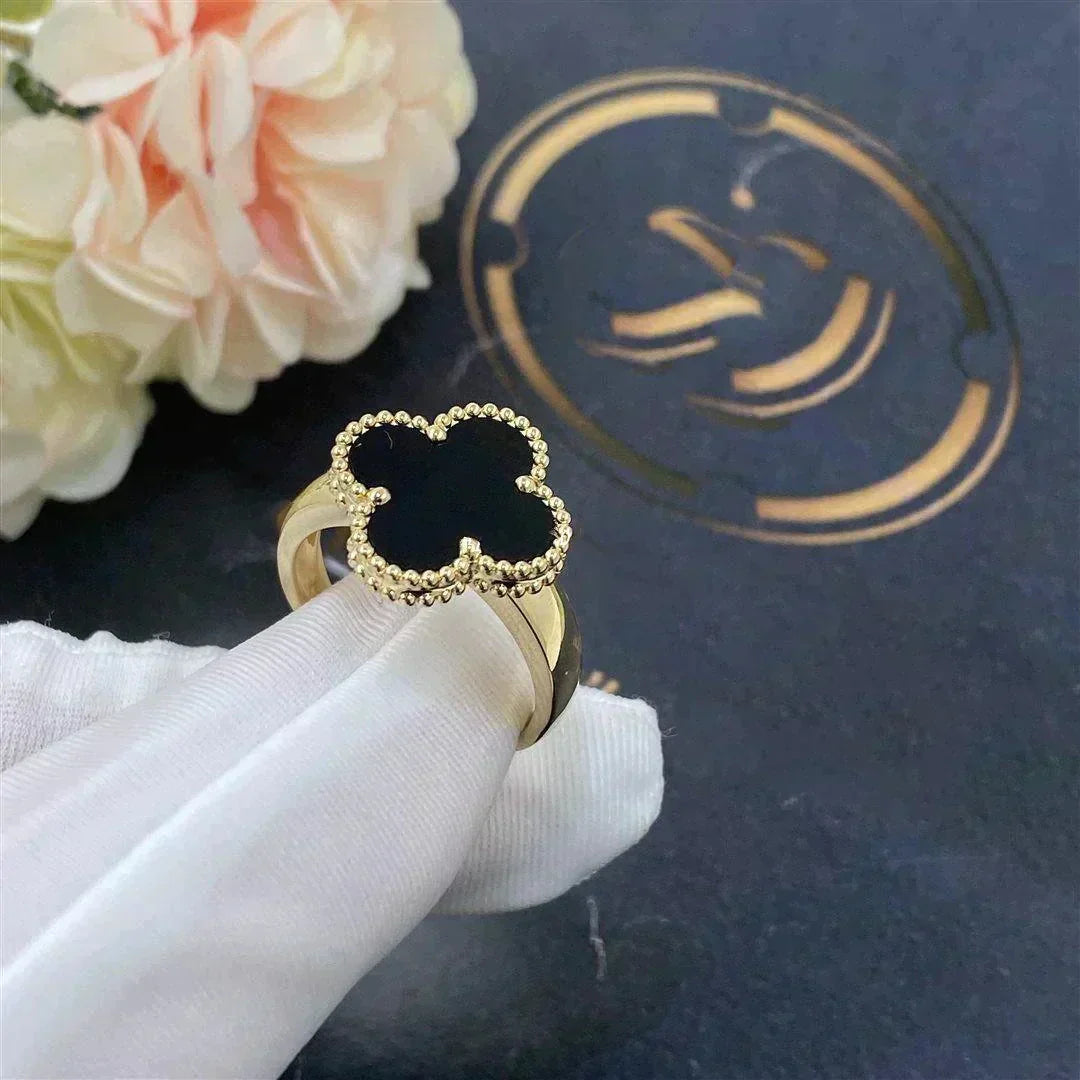[💎ROSE💎]CLOVER ONYX RING