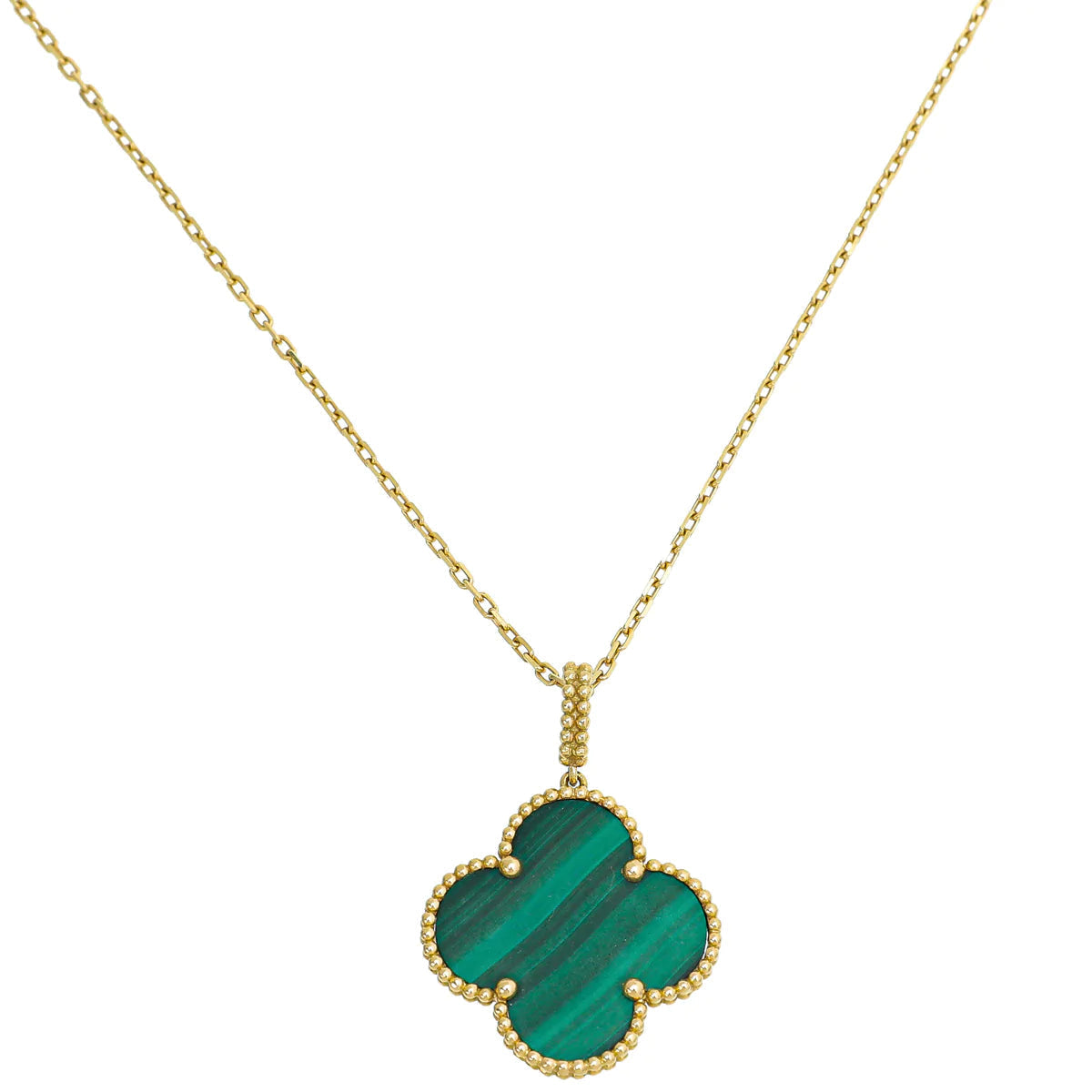 [💎ROSE💎]CLOVER 25MM MALACHITE GOLD NECKLACE