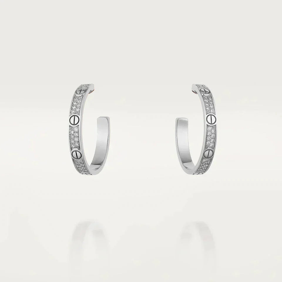 [Rose Tomorrow]LOVE DIAMOND SILVER HOOP EARRINGS