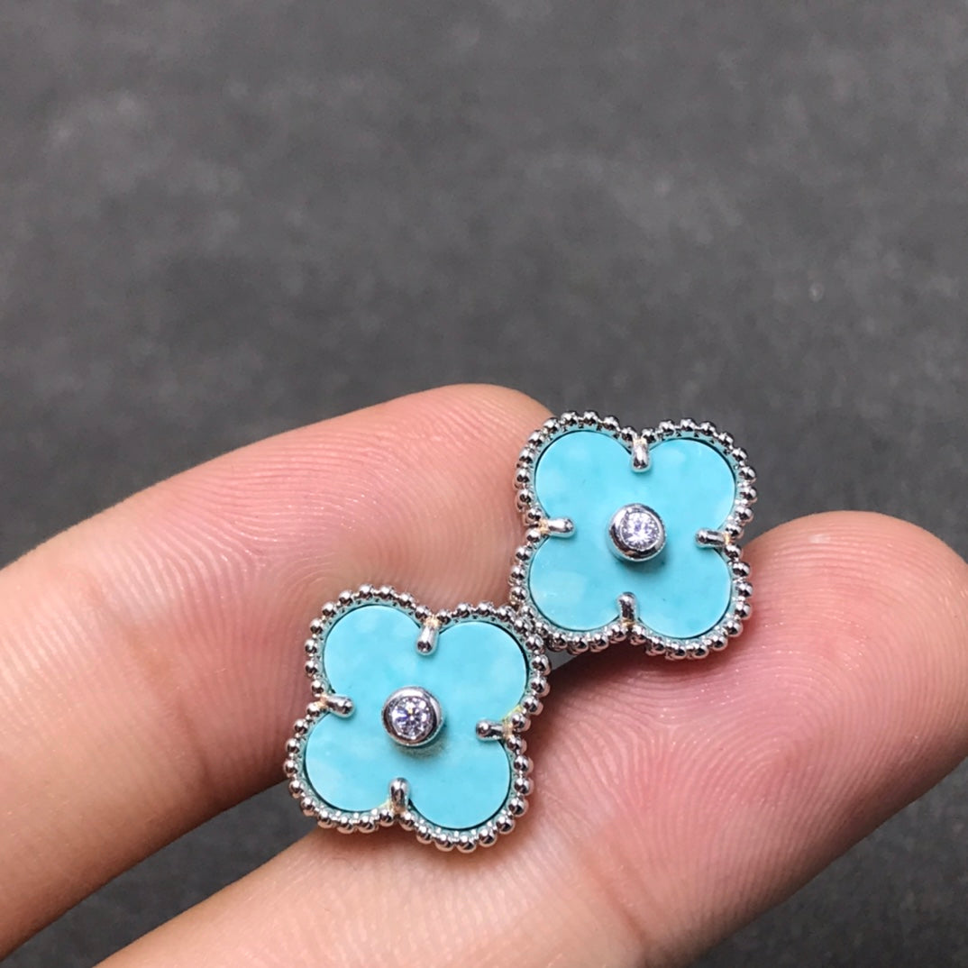 [Rose Tomorrow]CLOVER 1 DIAMOND BLUE SKY SILVER EARRINGS