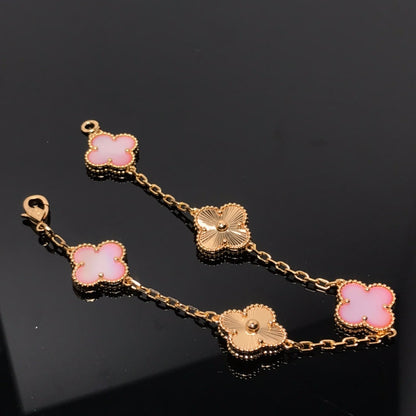 [💎ROSE💎]CLOVER BRACELET 5 MOTIF PINK AND PINK GOLD