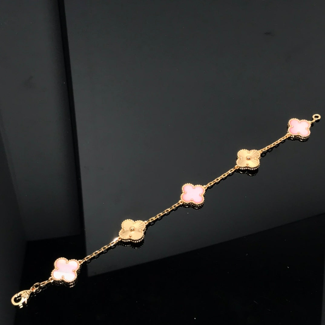 [Rose Tomorrow]CLOVER BRACELET 5 MOTIF PINK AND PINK GOLD