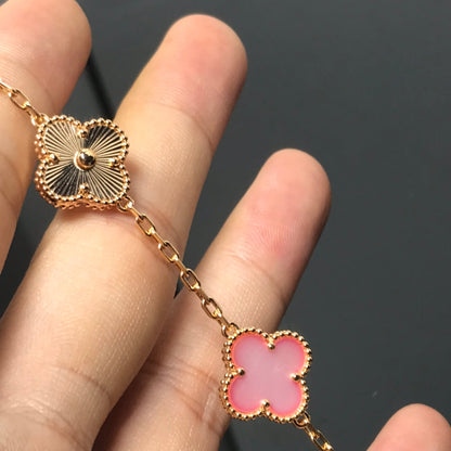 [💎ROSE💎]CLOVER BRACELET 5 MOTIF PINK AND PINK GOLD
