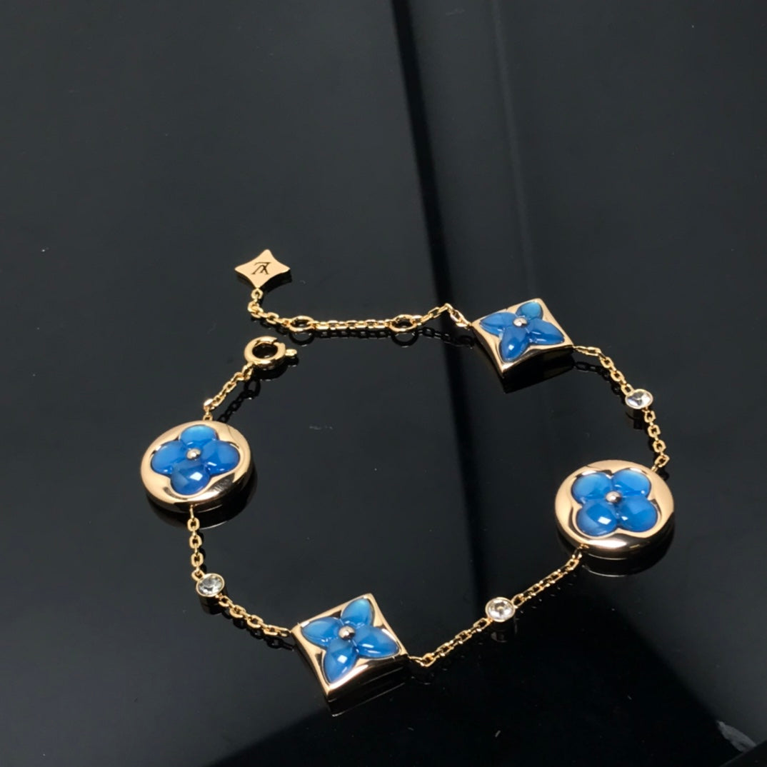 [Rose Tomorrow]STAR AND SUN 4 MOTIF BLUE BRACELET