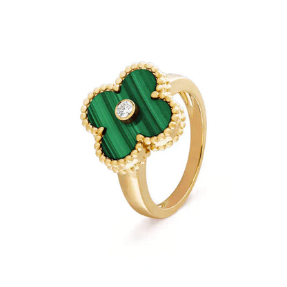 [Rose Tomorrow]CLOVER MALACHITE RING GOLD DIAMOND