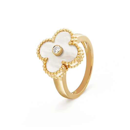 [Rose Tomorrow]CLOVER PINK MOP RING GOLD DIAMOND