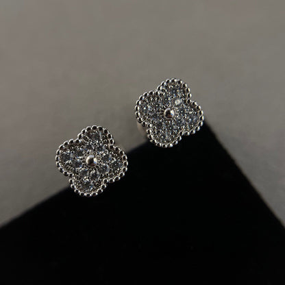 [Rose Tomorrow]CLOVER MINI DIAMOND STUD EARRINGS